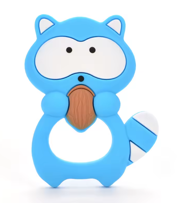 Прорезыватель для зубов силиконовый Mommy Bag Енотик с орешком Синий (111468)