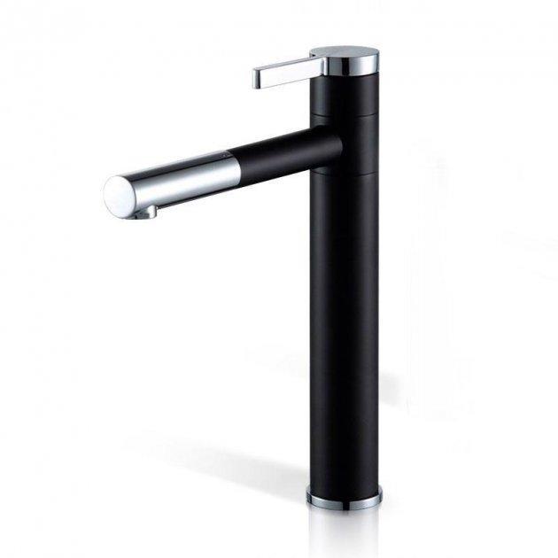 Змішувач для умивальника WanFan одноважільний кран для ванни Чорний-хром (1866025853)