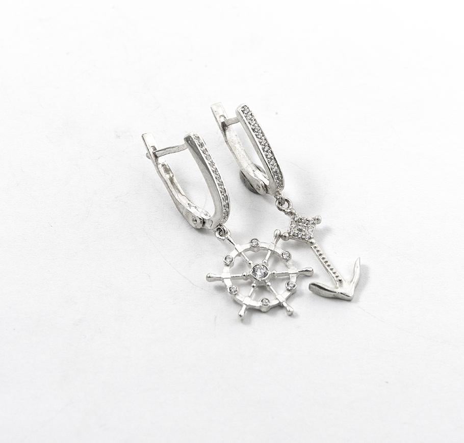 Серьги Maxi Silver 8889 Якорь и штурвал (88889)