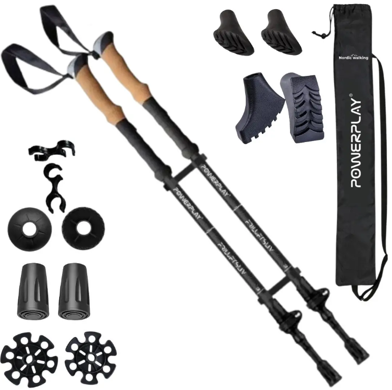 Трекинговые палки PowerPlay Friluftsliv 9110 пара 80-135см AL ST 2 пары сапожки/чехол Черный/Белый (6936116106164)