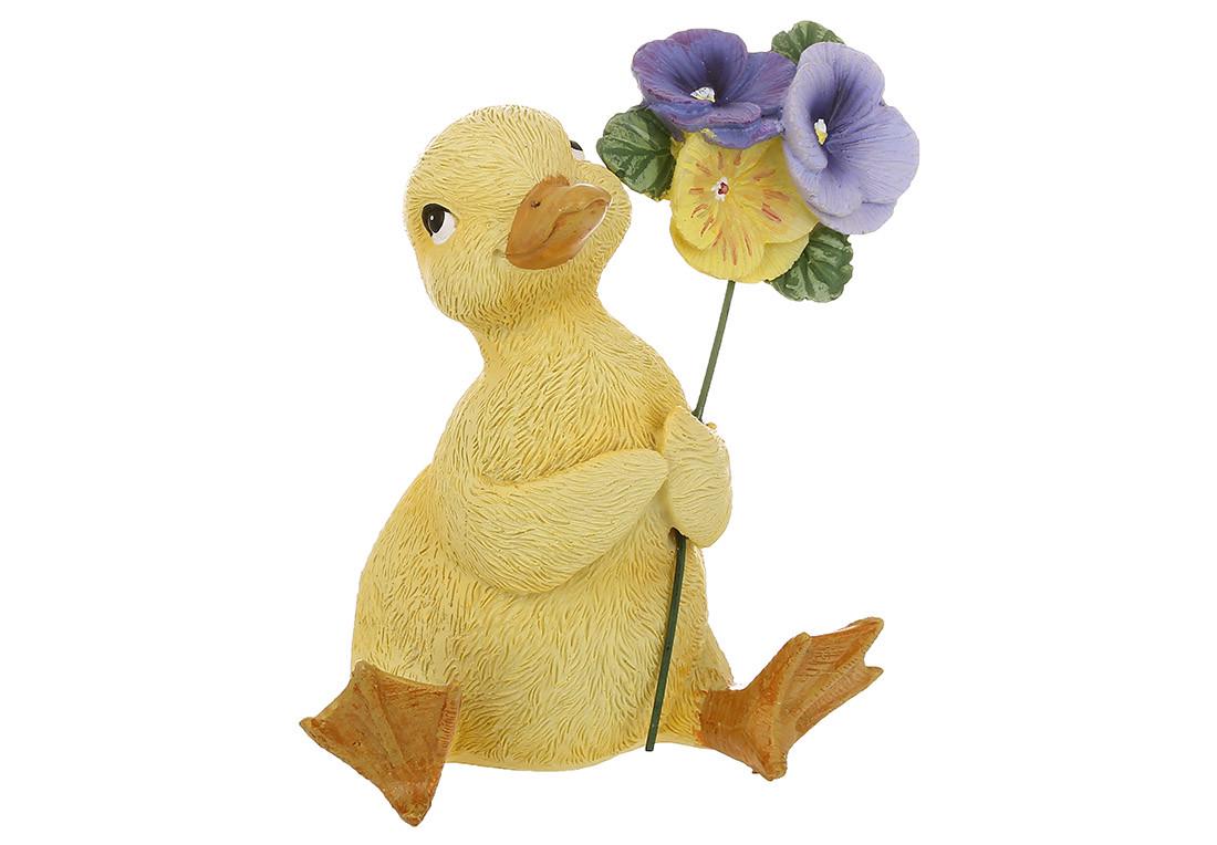 Декоративная фигурка BonaDi Утенок с букетом фиалок 10 см (838-545)