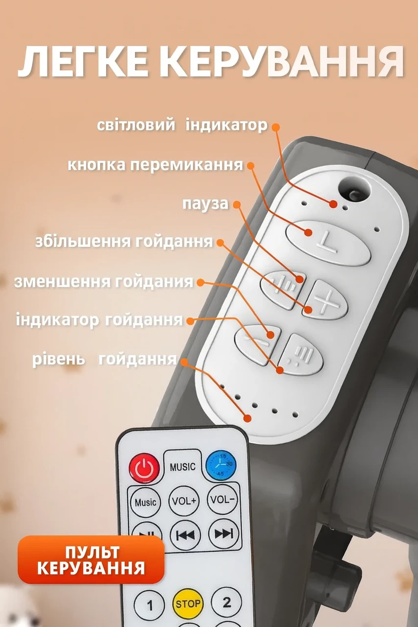 Кроватка Электрическая для новорожденных приставная Folem Bebio с матрасом/пультом/автоматическая - фото 5 Кроватка Электрическая для новорожденных приставная Folem Bebio с матрасом/пультом/автоматическая - фото 5