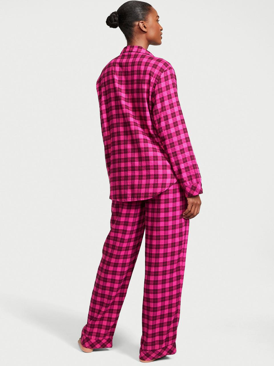 Пижама Victoria's Secret Long Pajama Set Flannel S Розовый (2136534802) - фото 2