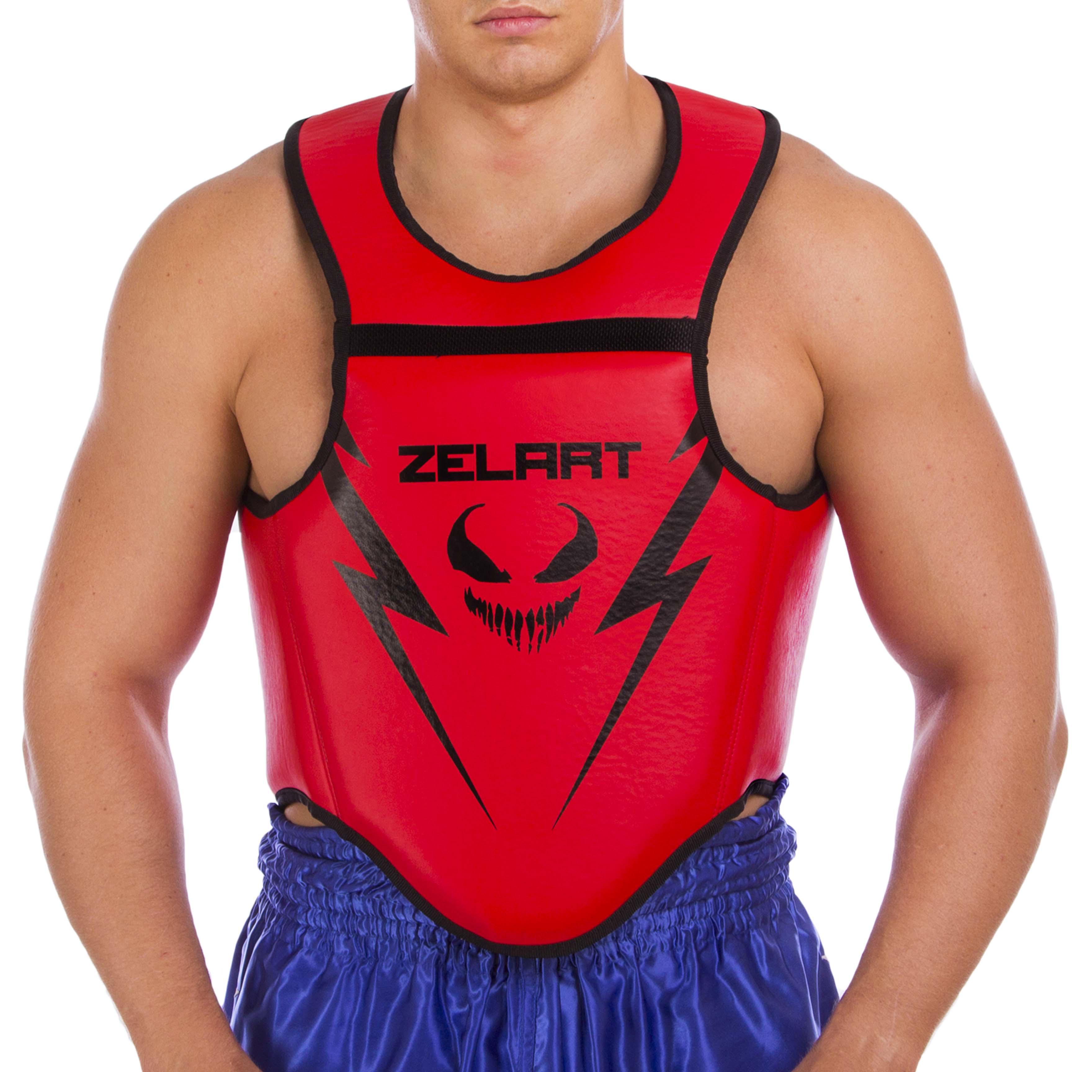 Защита корпуса жилет для единоборств Zelart BO-1377 PU L Красный/Черный (BO-1377_Красный-черный)