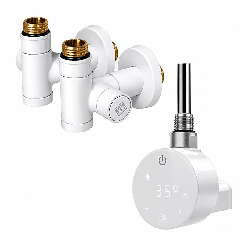 ТЭН для полотенцесушителя Onlyheat Ivory White Pro 0,6 кВт и краны под ТЭН Ideale Senso Белый (68876)