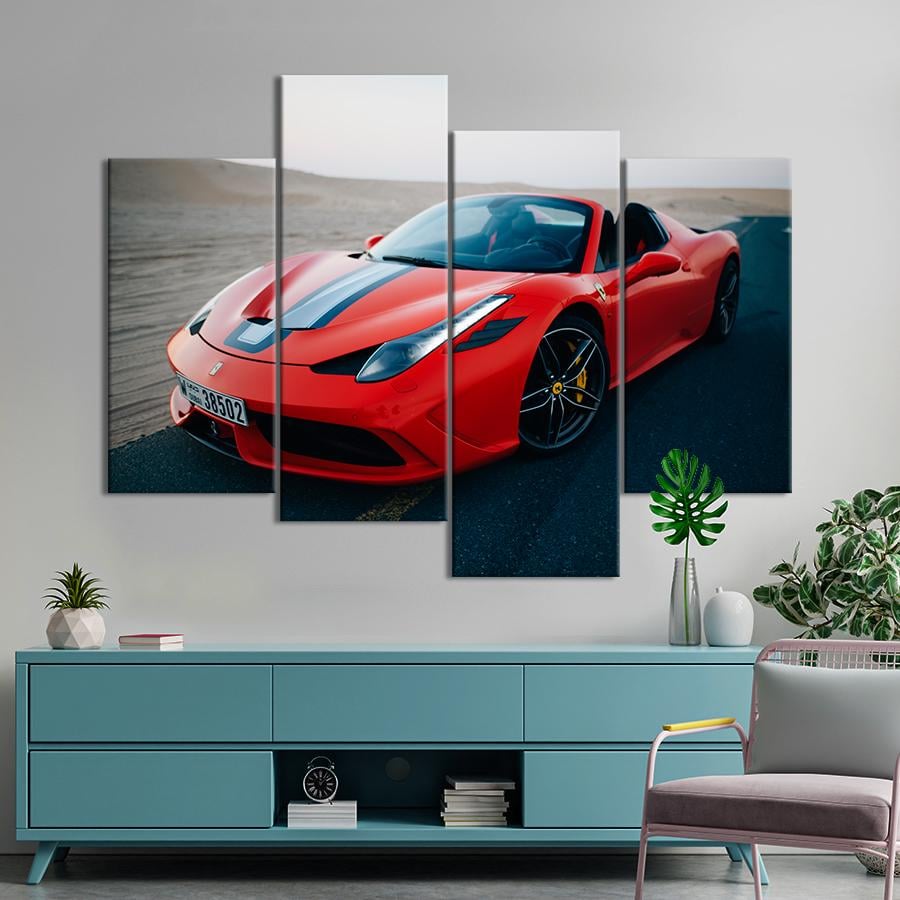 Картина Автомобиль Спортивный автомобиль Ferrari 458 Italia на фоне пустыни 149x106 см (A1187-4)