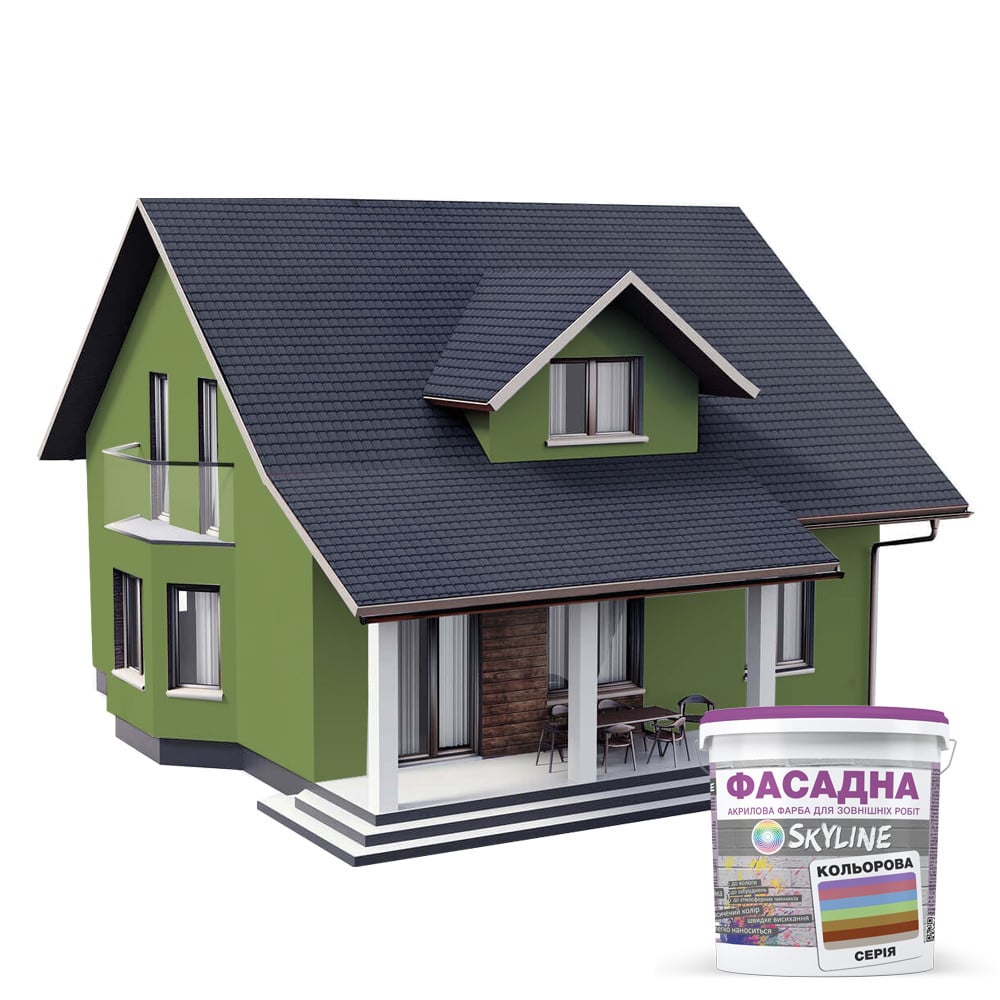 Фарба акрил-латексна фасадна Skyline 3030-G40Y 3 л Оливковий (650c0cd34bc23147a0718b58) - фото 3 Фарба акрил-латексна фасадна Skyline 3030-G40Y 3 л Оливковий (650c0cd34bc23147a0718b58) - фото 3