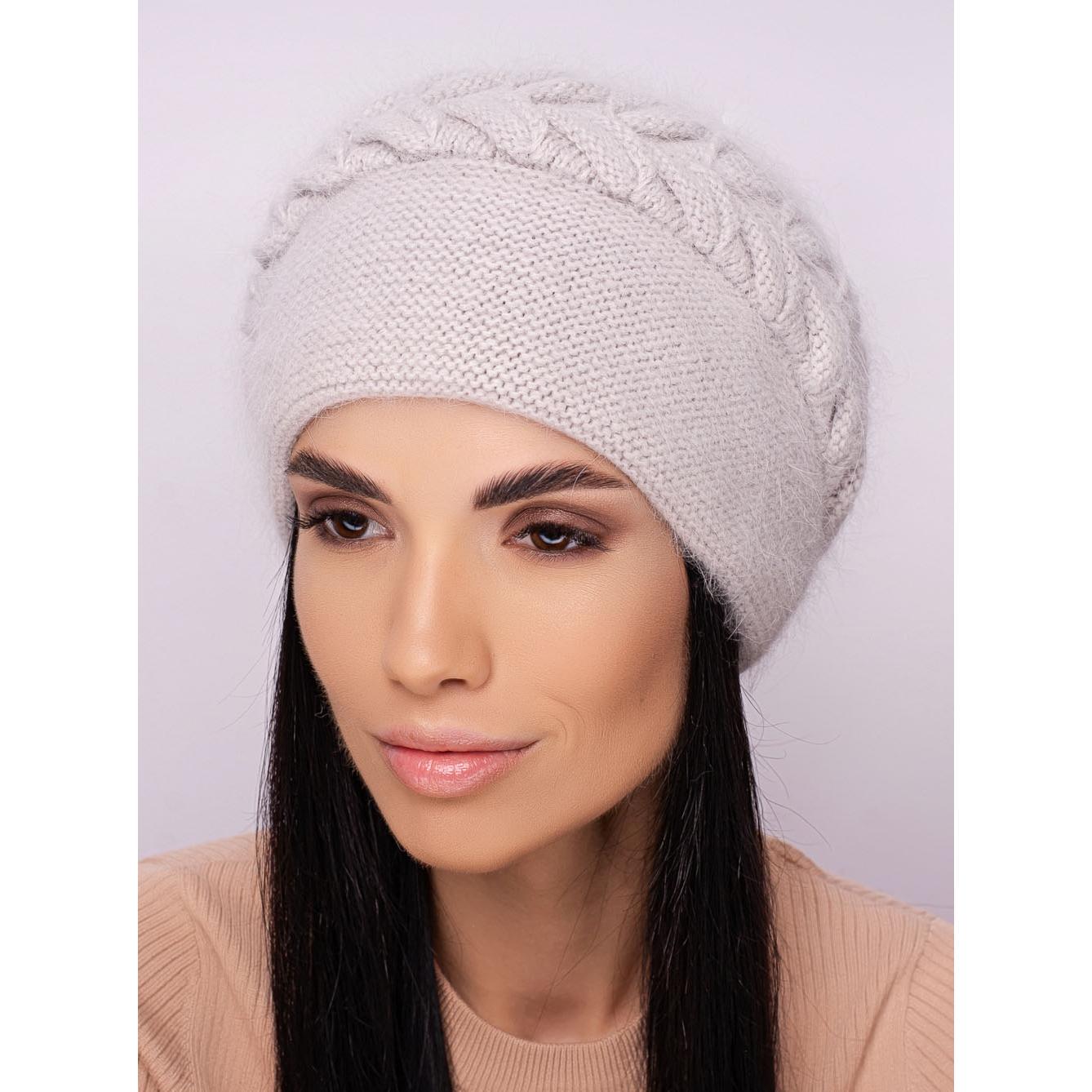 Шапка женская ангоровая двойная с объемным узором зимняя Leks Ванесса Светло-серый - фото 1 Шапка женская ангоровая двойная с объемным узором зимняя Leks Ванесса Светло-серый - фото 1