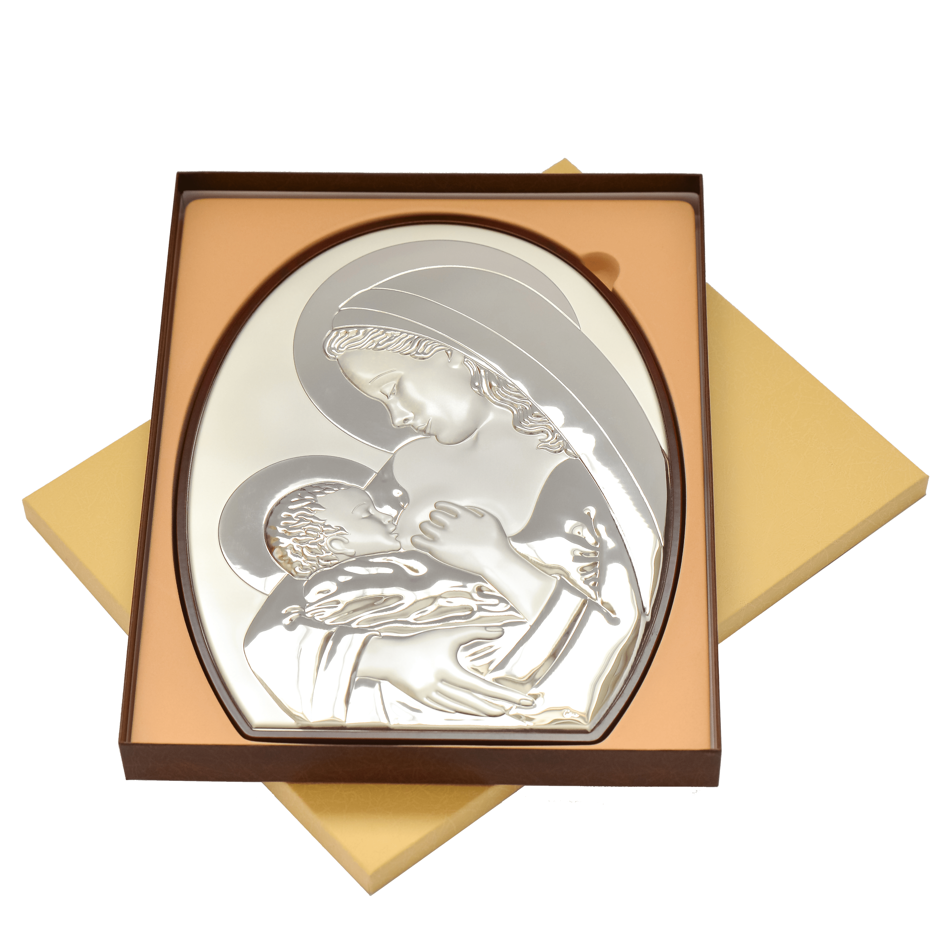 Ікона Богоматір Годувальниця в срібному окладі 26,5х34,5 см прикрашена різнобарвною ювелірною емалью - фото 2 Ікона Богоматір Годувальниця в срібному окладі 26,5х34,5 см прикрашена різнобарвною ювелірною емалью - фото 2