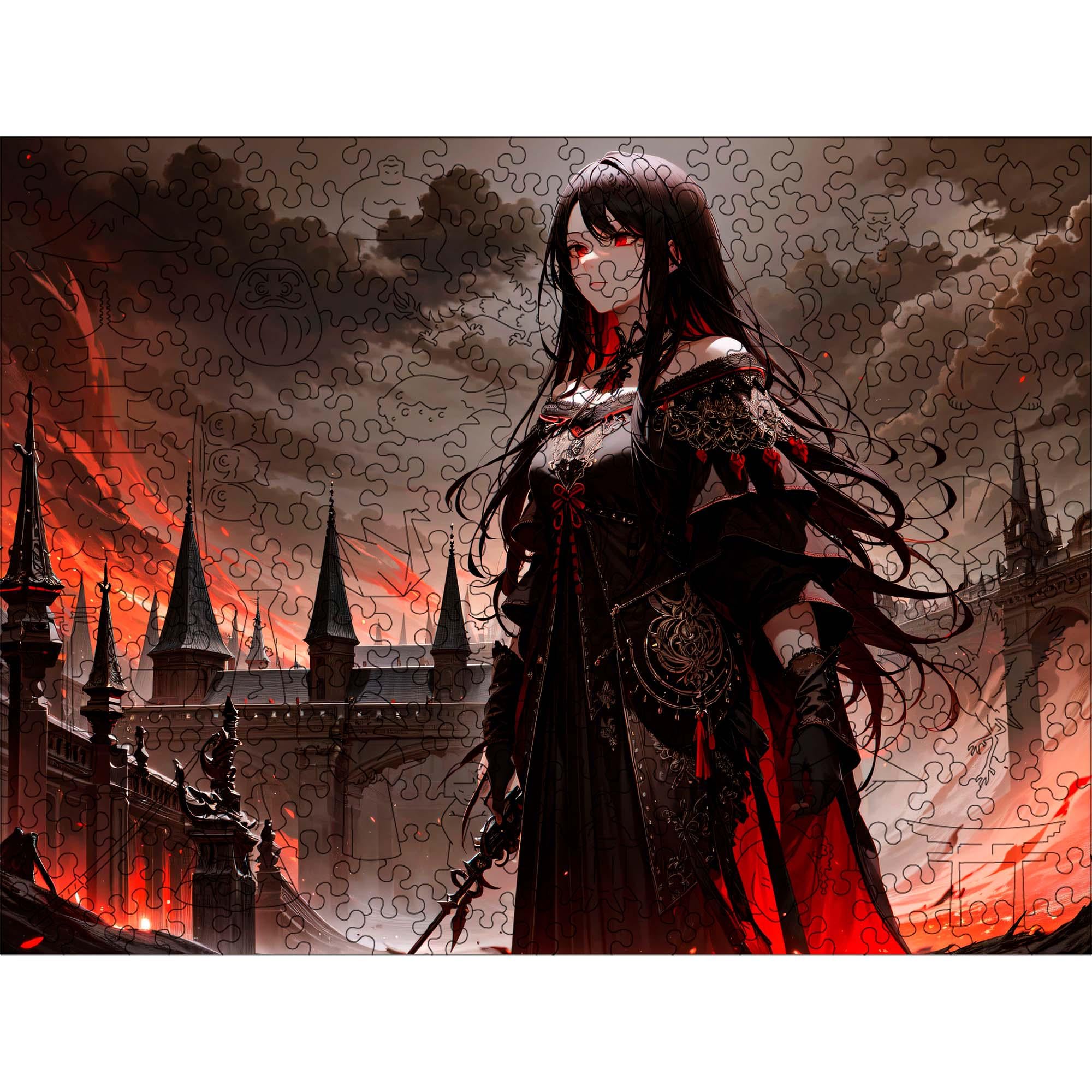 Пазл фигурный деревянный Woods Story Аниме Девушка в черном L (WSUA0305)