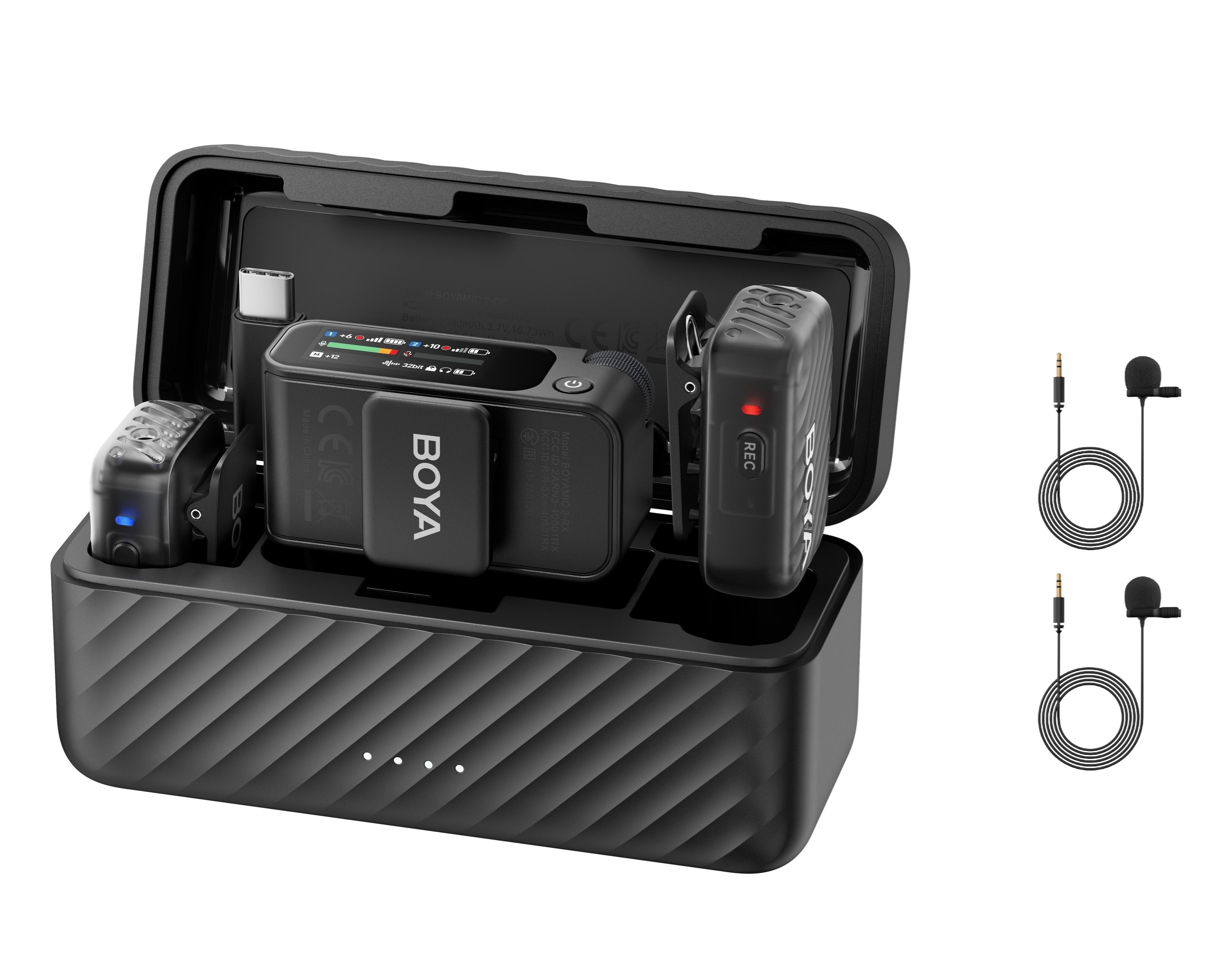 Микрофон петличный Boya BOYAMIC 2-01 2025 Type-C+3,5 мм TRS с зарядным кейсом и проводными микрофонами (50055)