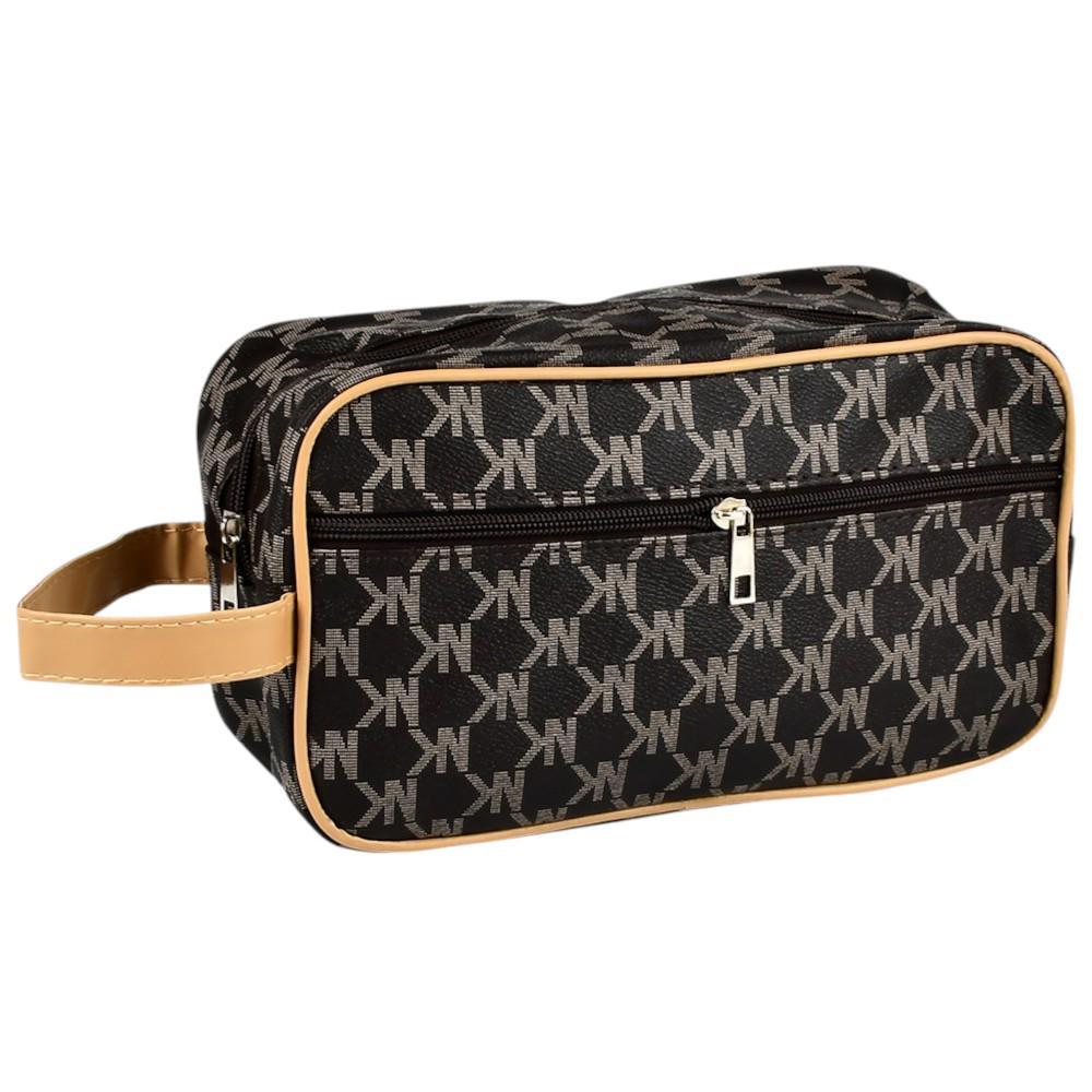 Сумка-косметичка NK R32849 ПВХ з ручкою 2 відділення на блискавці 24х13х10 см Чорний (26450238)