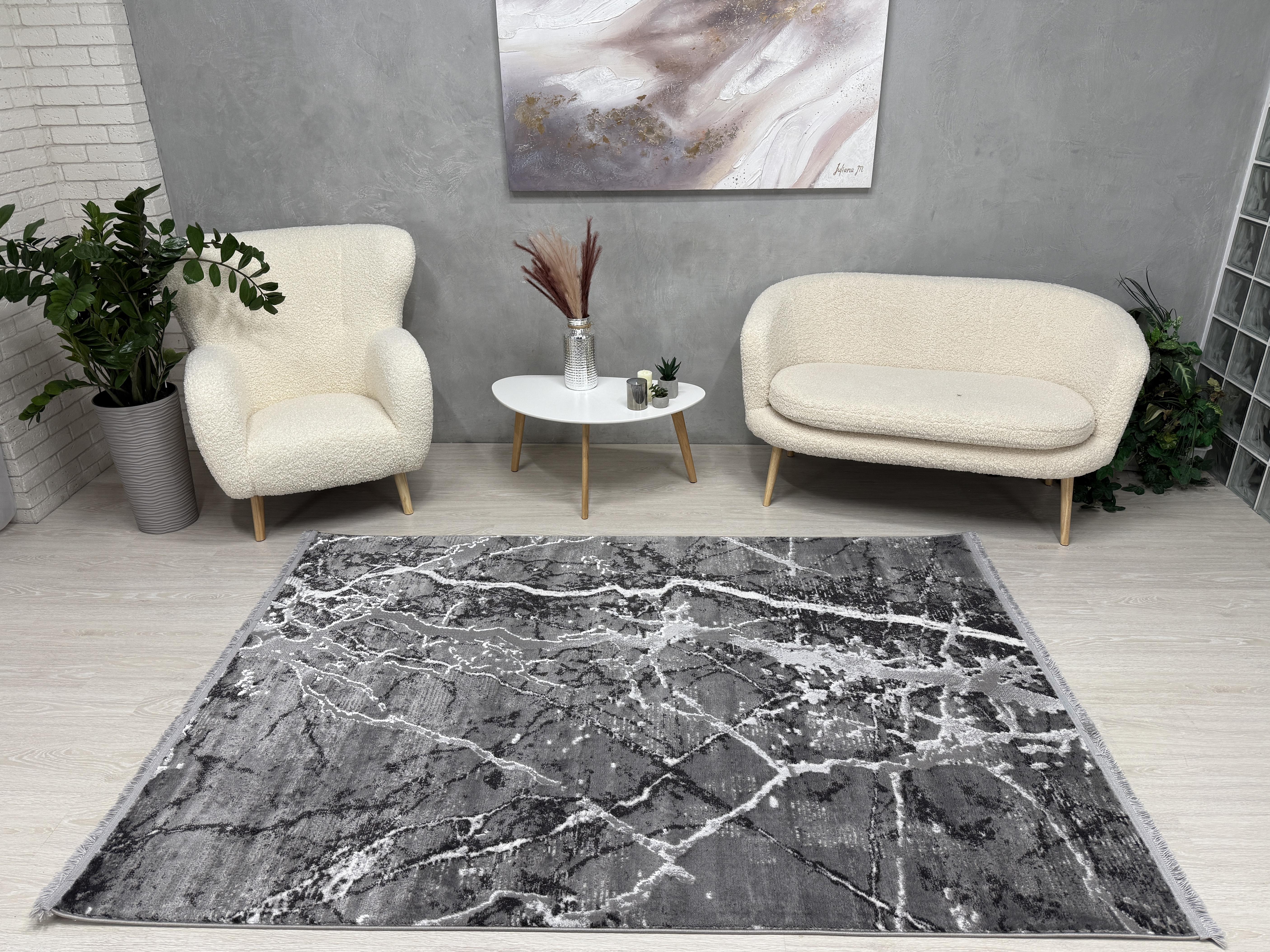 Ковер Mars с невысоким ворсом 200x300 см Антрацитовый (4640AA/KG9) - фото 3