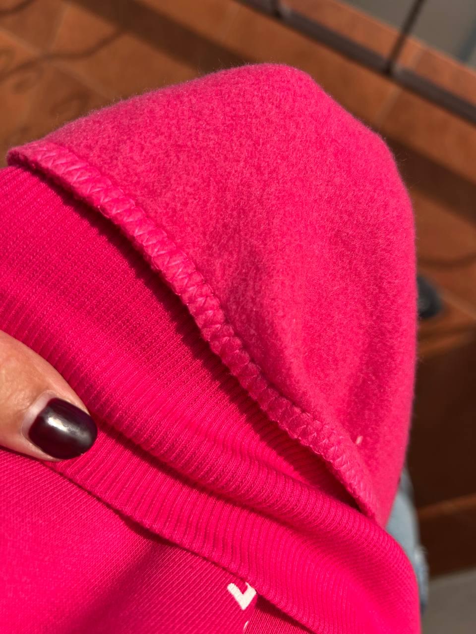 Свитшот женский OLIVIA 2479 широкий утепленный вышивка OS Малиновый (1133) - фото 5