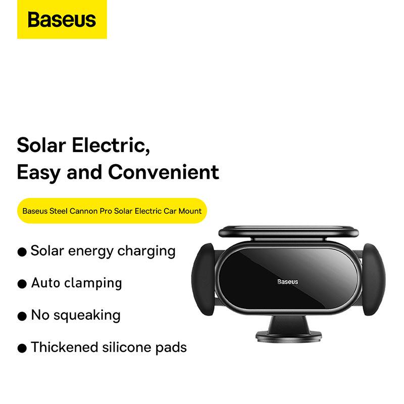 Тримач для телефону в машину BASEUS SUGP010001 Steel Cannon pro Solar Electric (575652) - фото 13