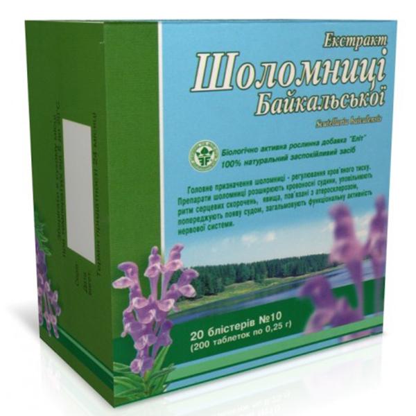 Комплекс для профілактики нервової системи Elit-Pharm Екстракт шоломниці байкальскої 200 табл. (000025408)