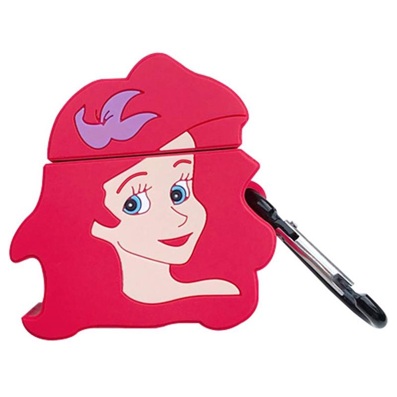 Футляр для наушников противоударный Disney Русалочка для AirPods 1/2 силиконовый с карабином Red (00000035655_13)