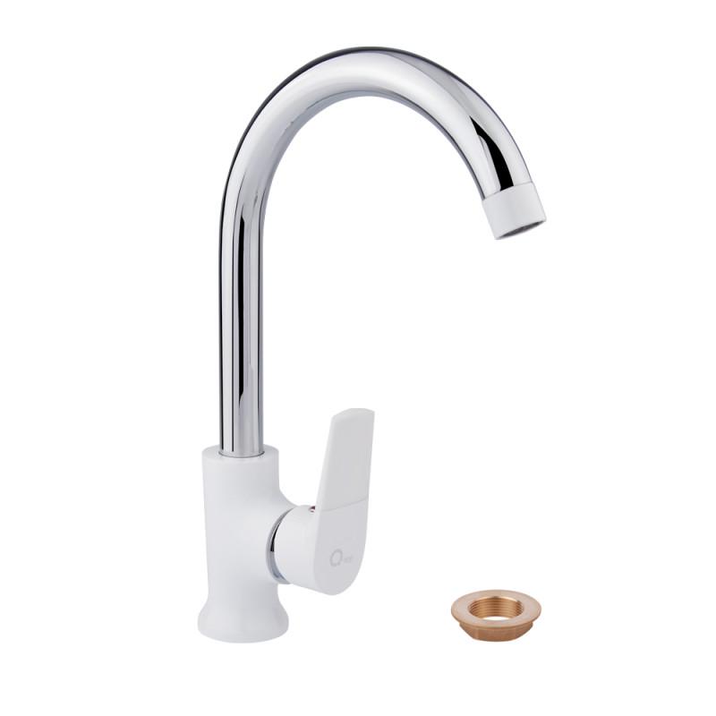 Кухонный смеситель однорычажный Q-tap Polaris QTPOLWHI007F Хром/Белый (48123)