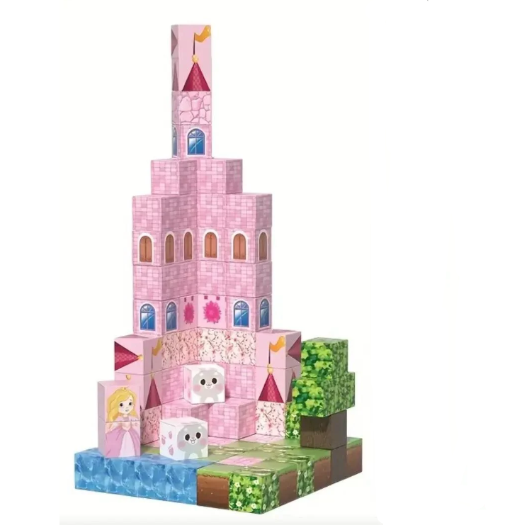 Конструктор магнітний Майнкрафт Замок принцеси з садом 96 кубиків