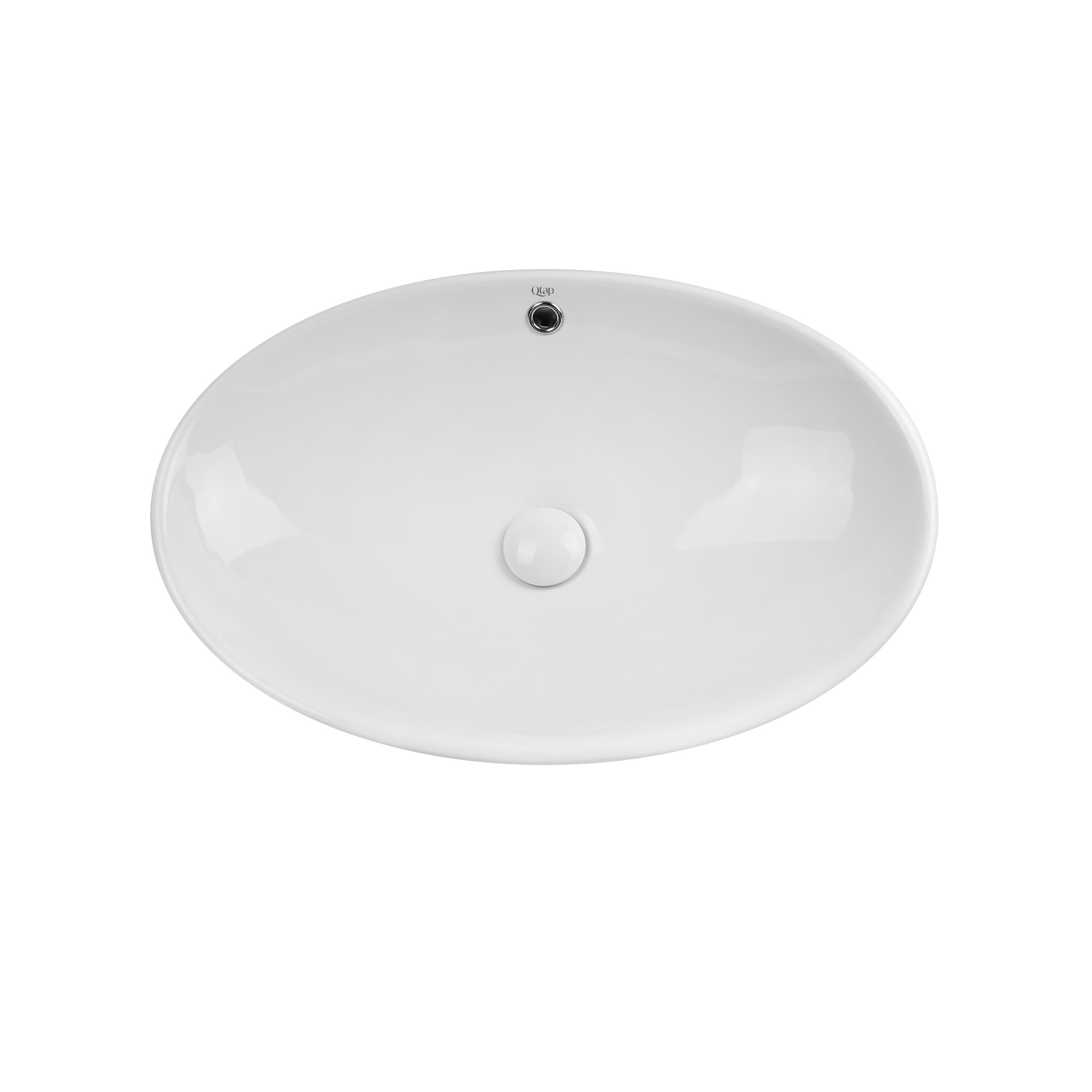 Раковина-чаша Qtap Dove 625х415х150 QT06113077W з донним клапаном White