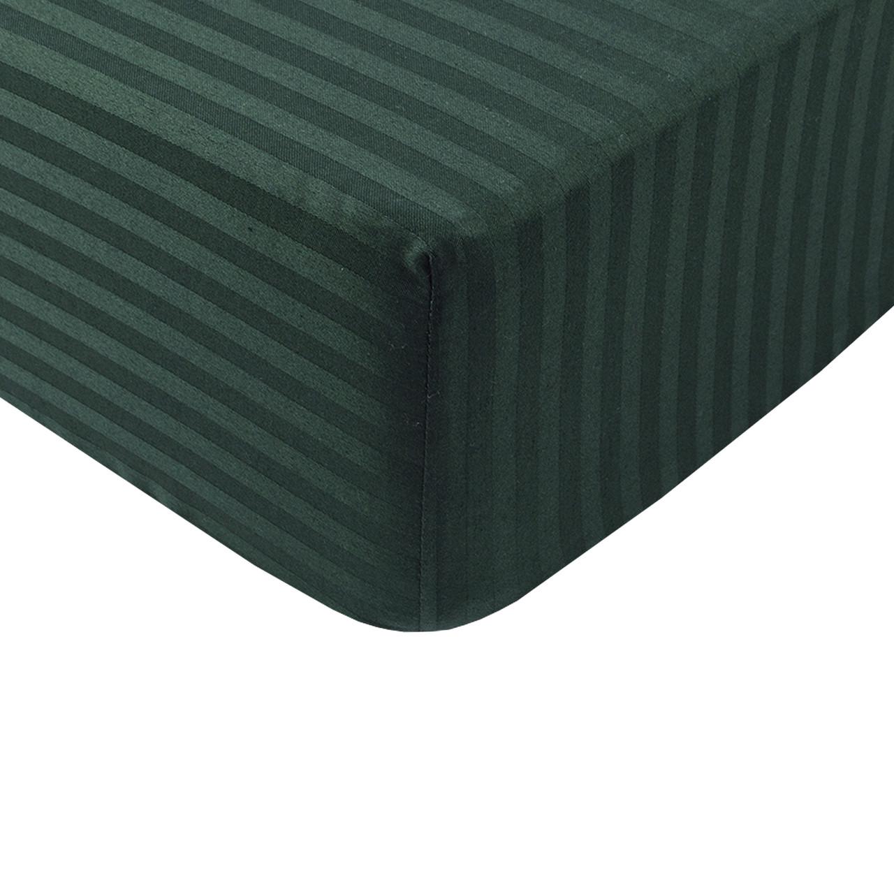 Простынь Lotus Отель Сатин Страйп 1х1 180х200х25 на резинке Изумрудный (svt-2000022268745)