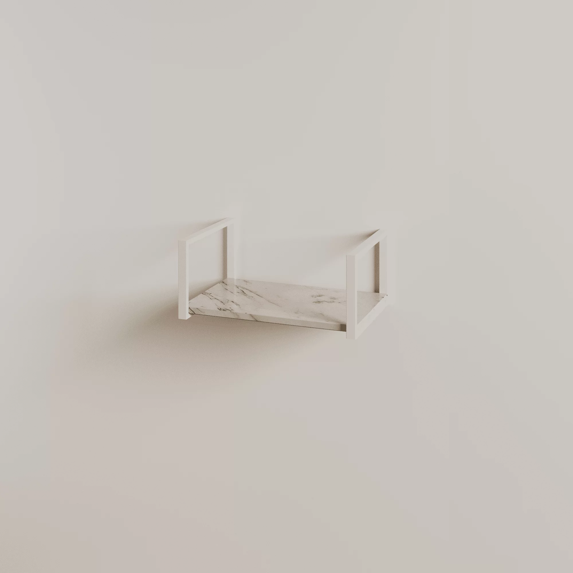 Полка книжная прямая настенная с металлическим каркасом 400х210х150 мм Мрамор (006-2)