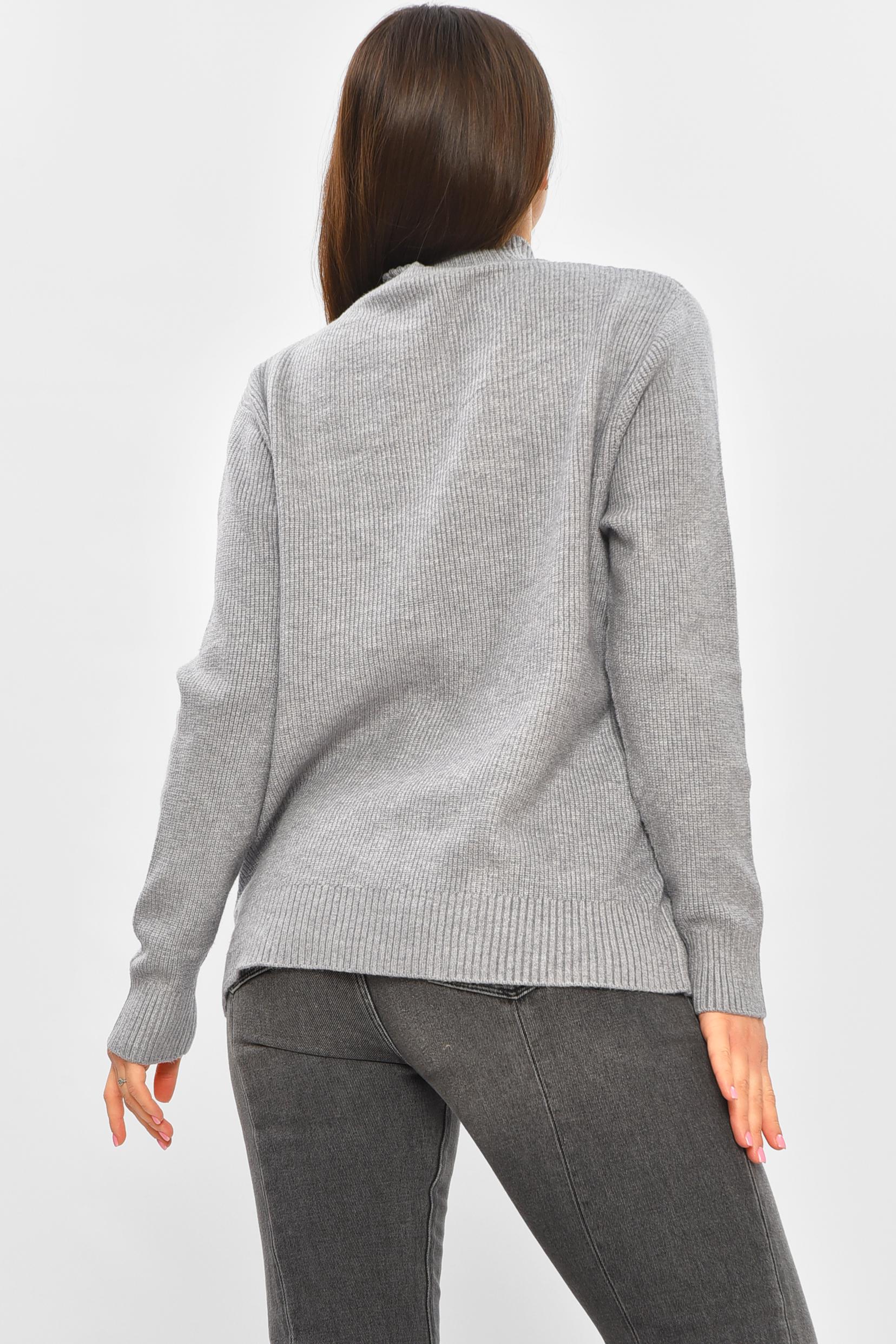 Свитер женский 206591 однотонный XL-2XL Серый (206591_!335357_48-50) - фото 3