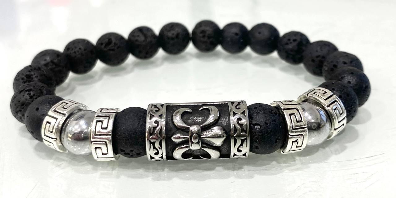 Браслет LITAURS из натурального камня лавовый камень/гематит/стальные вставки L 18-21 см (241204-1) - фото 4 Браслет LITAURS из натурального камня лавовый камень/гематит/стальные вставки L 18-21 см (241204-1) - фото 4