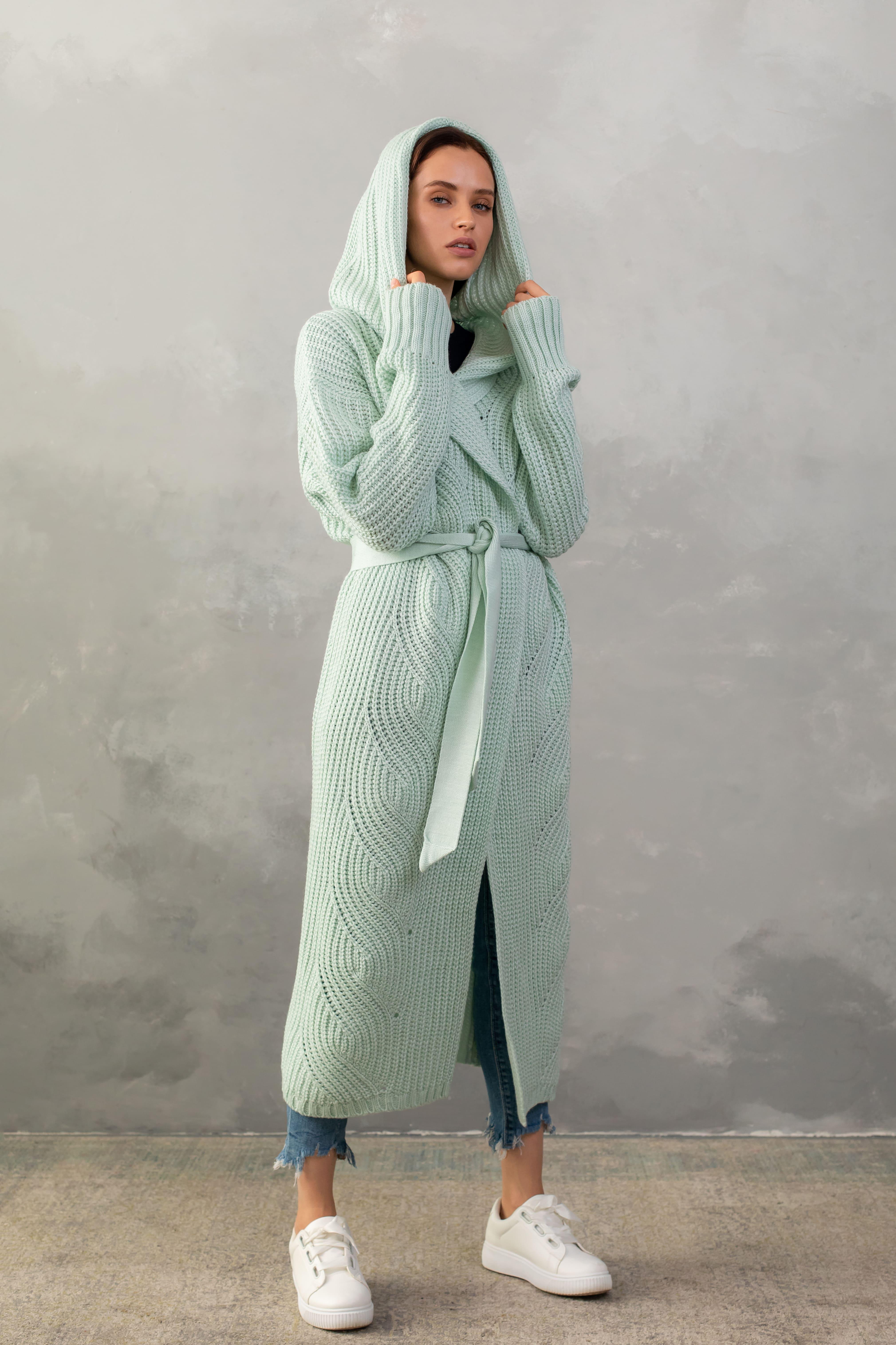 Кардиган женский Bakhur с капюшоном Мятный (3231 М) - фото 2 Кардиган женский Bakhur с капюшоном Мятный (3231 М) - фото 2