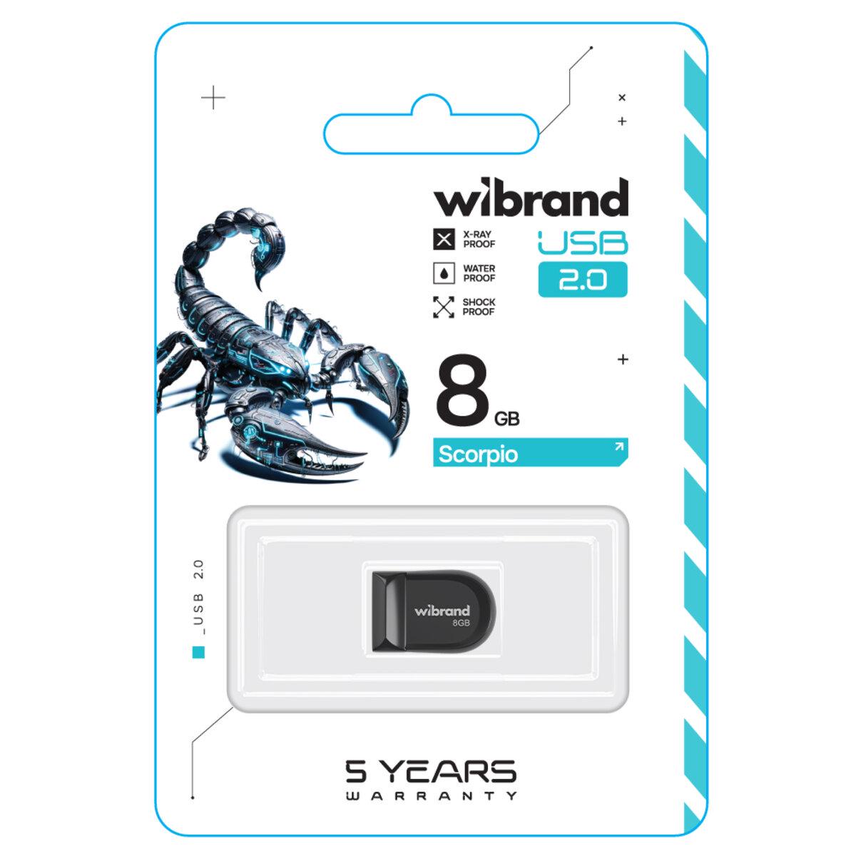 Флеш-пам'ять USB брелок Wibrand WI2.0/SC8M3B USB 2.0 Scorpio 8 Gb Black (601800) - фото 2