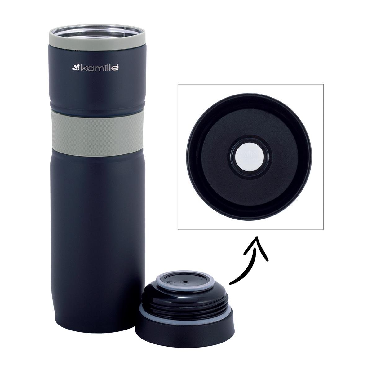 Термокружка Kamille из нержавеющей стали и TPR-вставкой 900 мл Серый (2068серый)