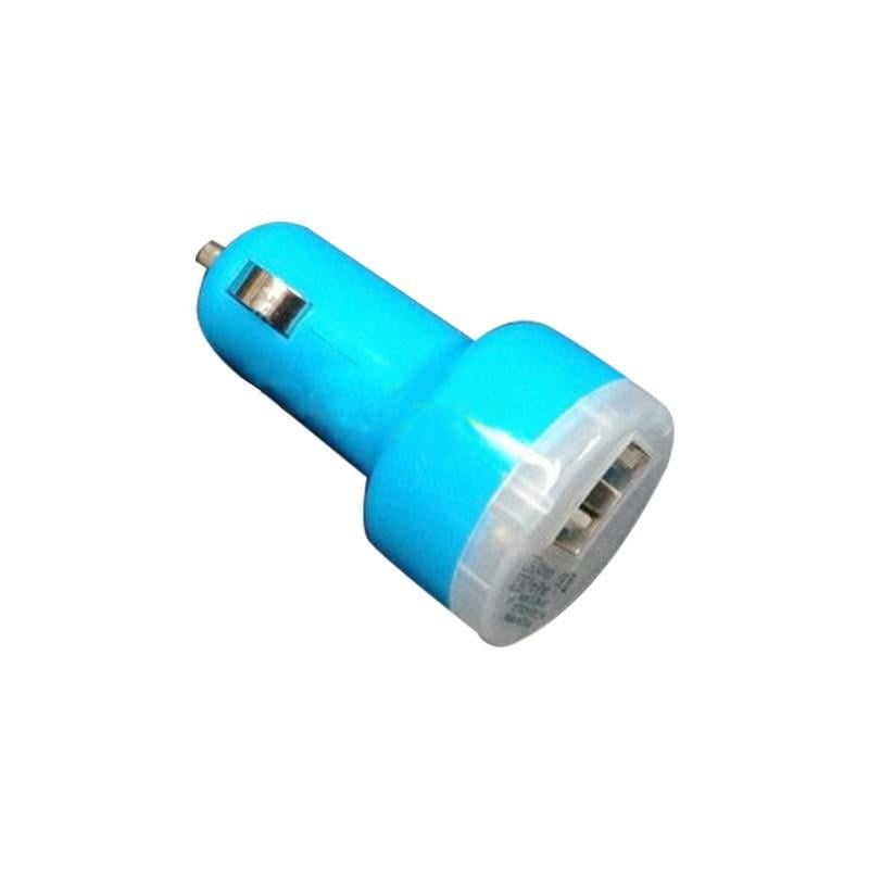 Автомобільна зарядка 2 USB/2.1A/1A Блакитний