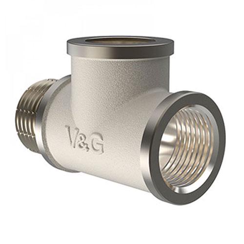 Тройник резьбовой V&G VALOGIN НхВхВ 1/2" никель (VG-202701)