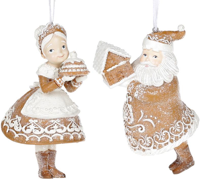 Набор подвесок Санта Клаус и Миссис Клаус полистоун 2 шт. (BD-838-288)
