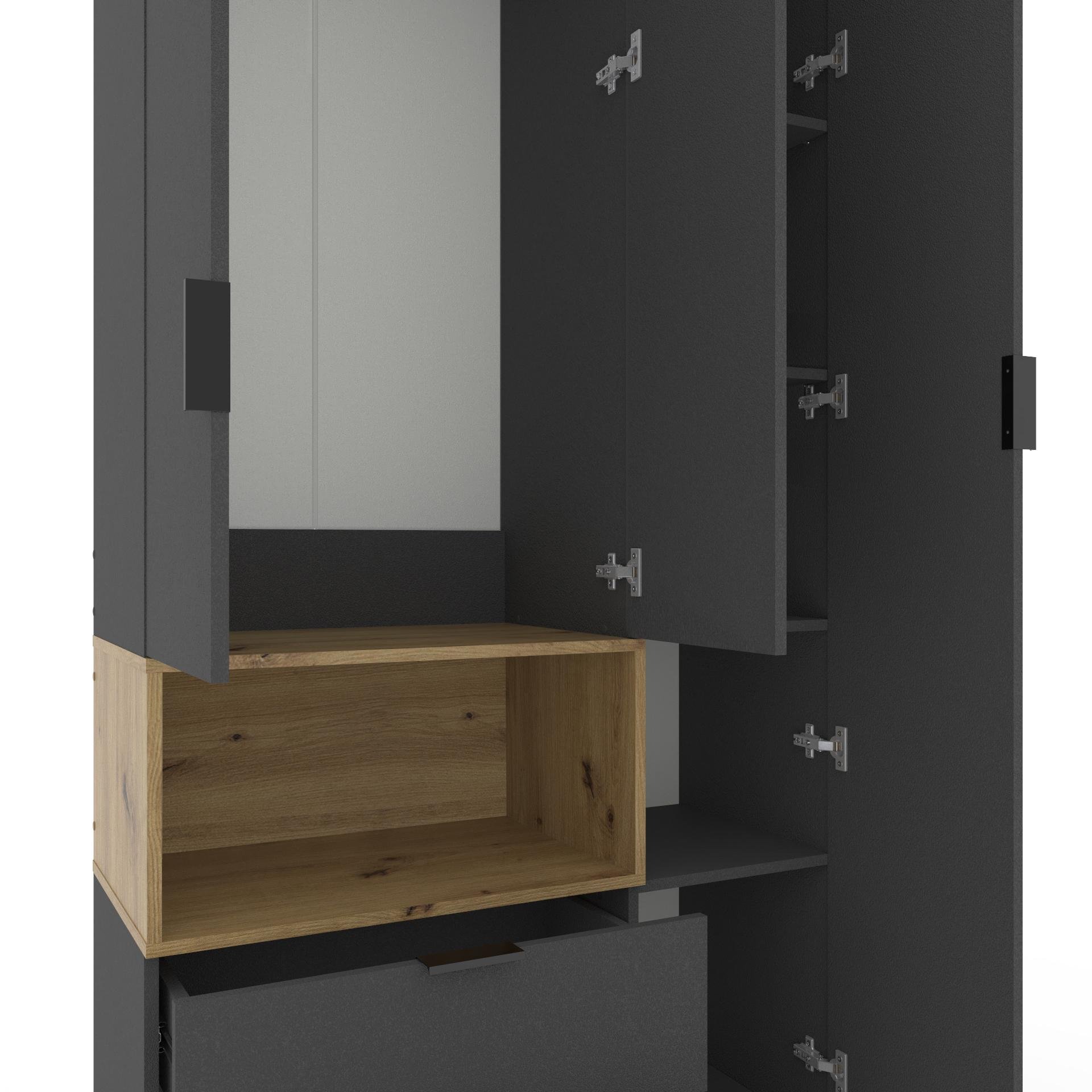Шкаф Metkas Home A002L ЛДСП 1000x420x2300 мм Антрацитовый/Дуб Артизан - фото 3