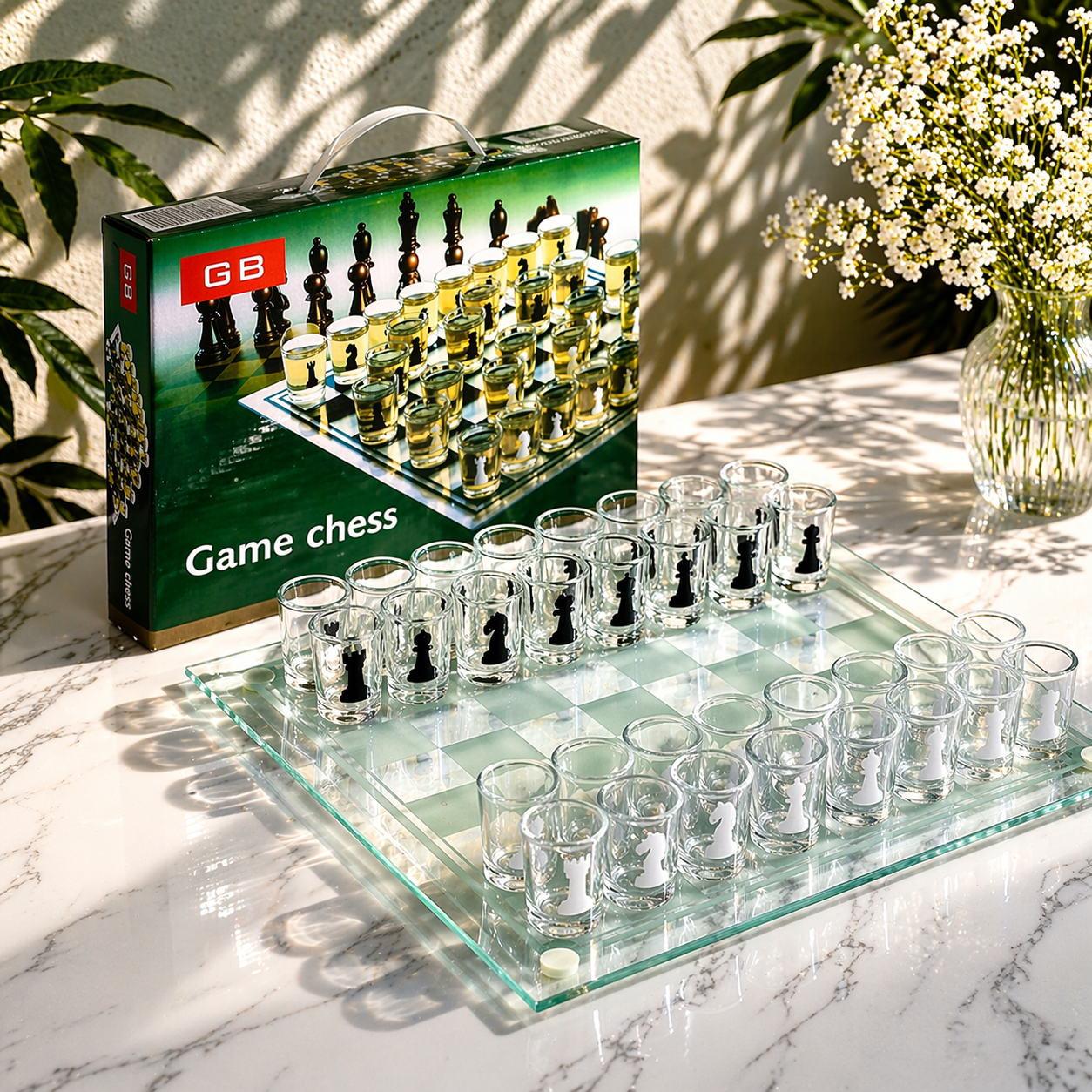 Ігровий набір Алко П'яні шахи акрил 24х24 см зі стопками 15 мл (33971647)