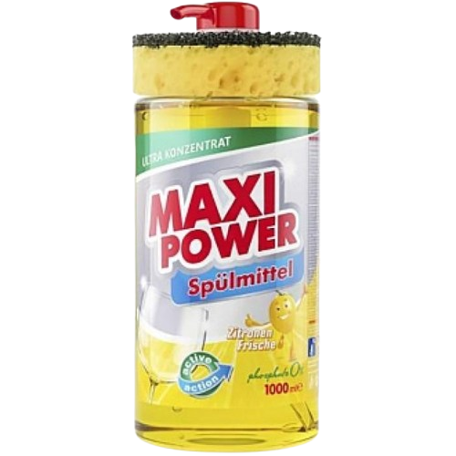 Средство для мытья посуды Maxi Power Лимон с губкой 1 л (400929)