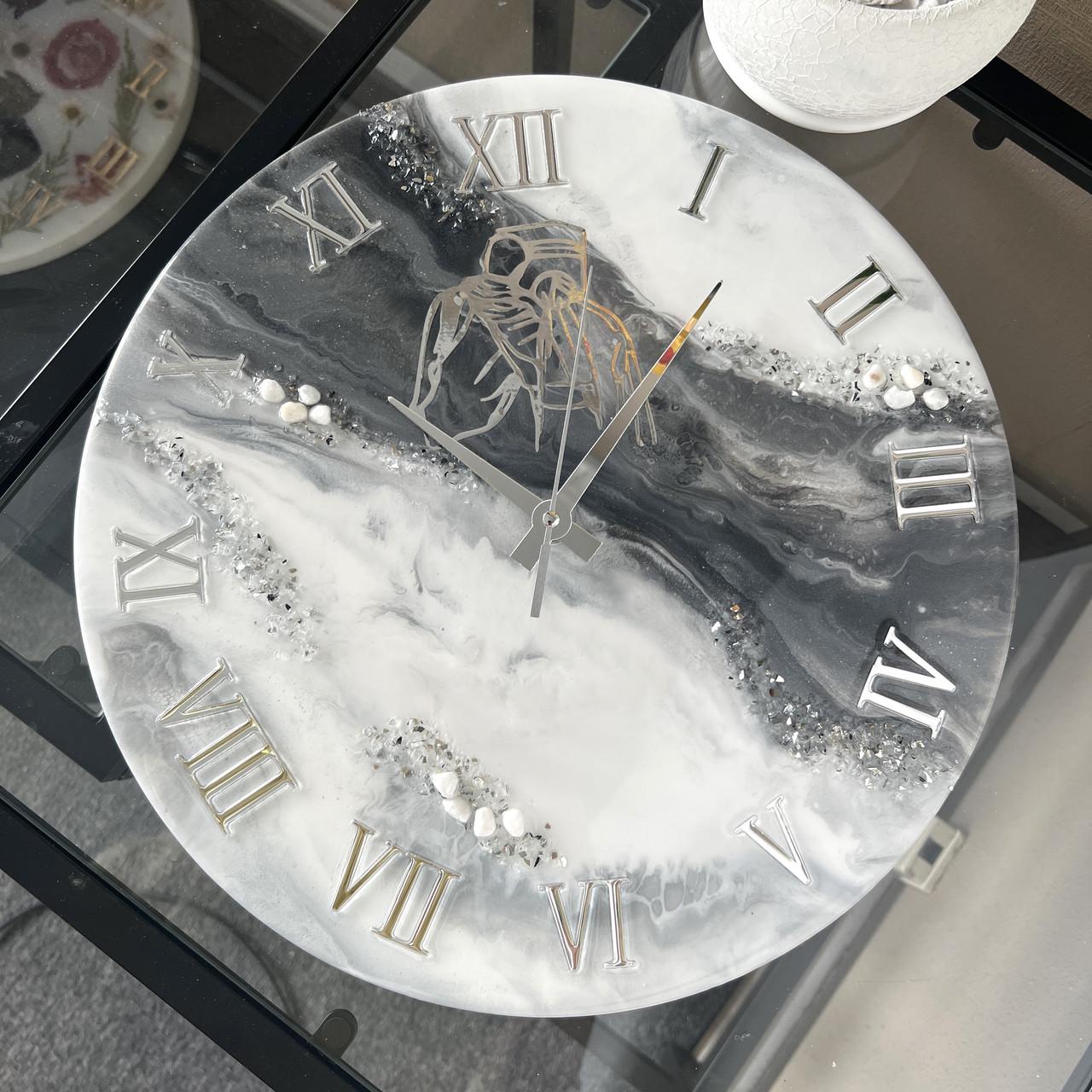 Часы настенные круглые из эпоксидной смолы EPOXY M205 40x40 см