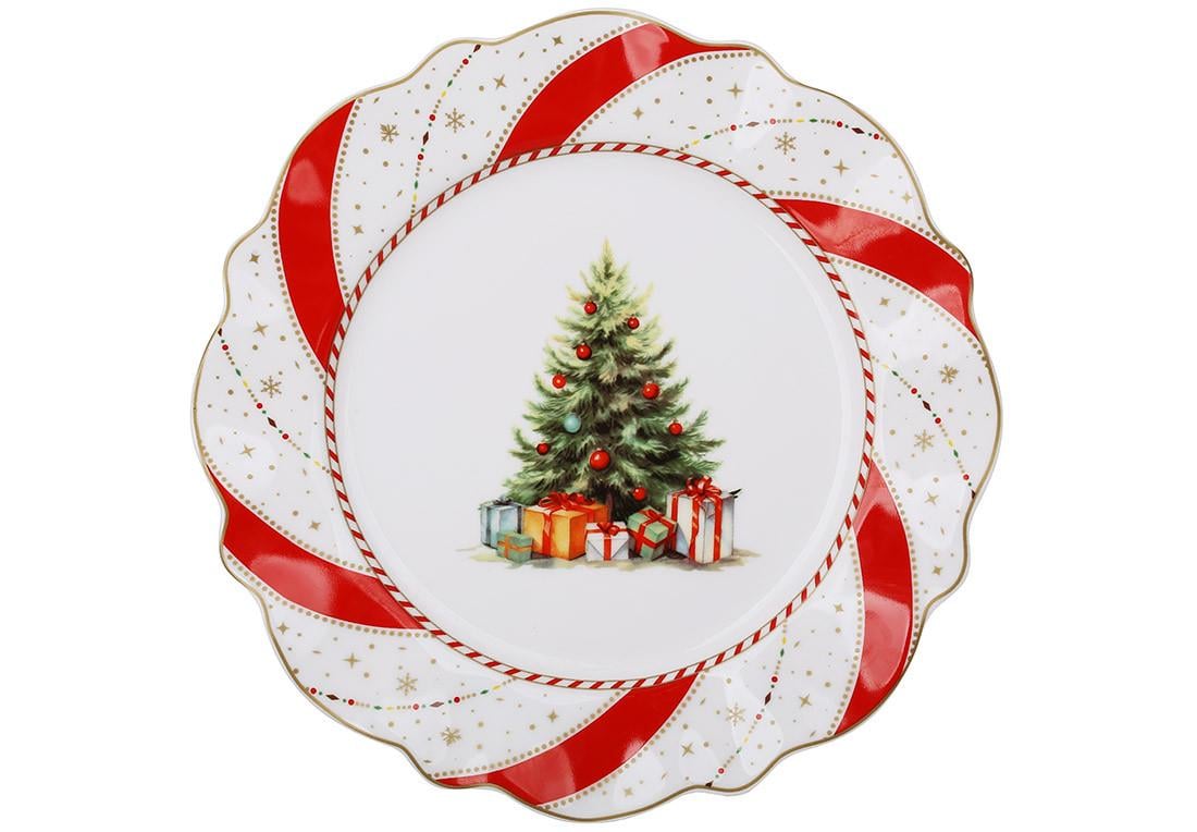 Тарелка BonaDi Christmas Ribbon D21х2см фарфоровая (498-352)