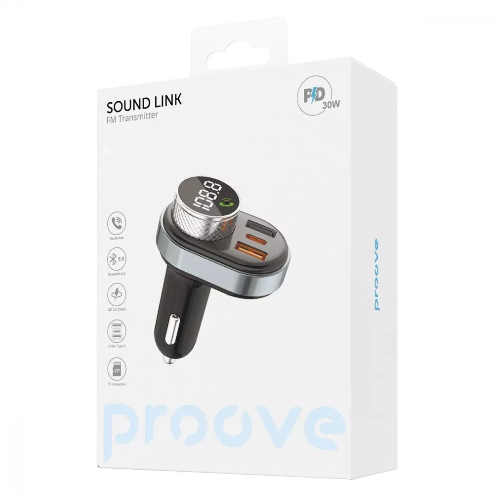 АЗП Proove FM Launcher Sound Link 30W PD+QC3.0 Type-C+USB АЗП Proove FM Launcher Sound Link 30W PD+QC3.0 Type-C+USB