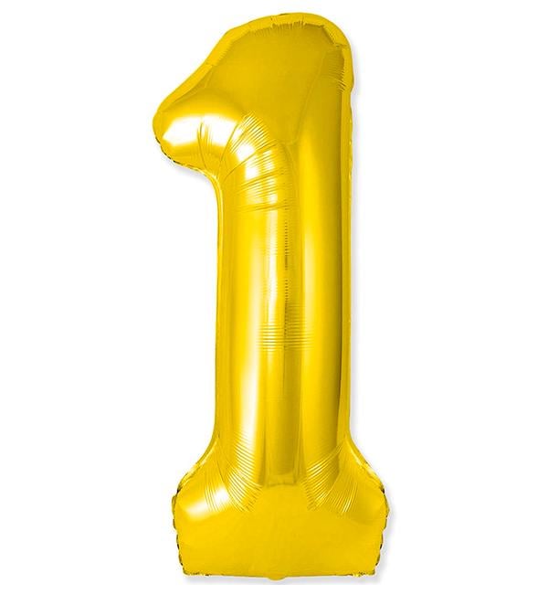 Шарик Цифра 1 Slim 1 м Золотой (1356188)