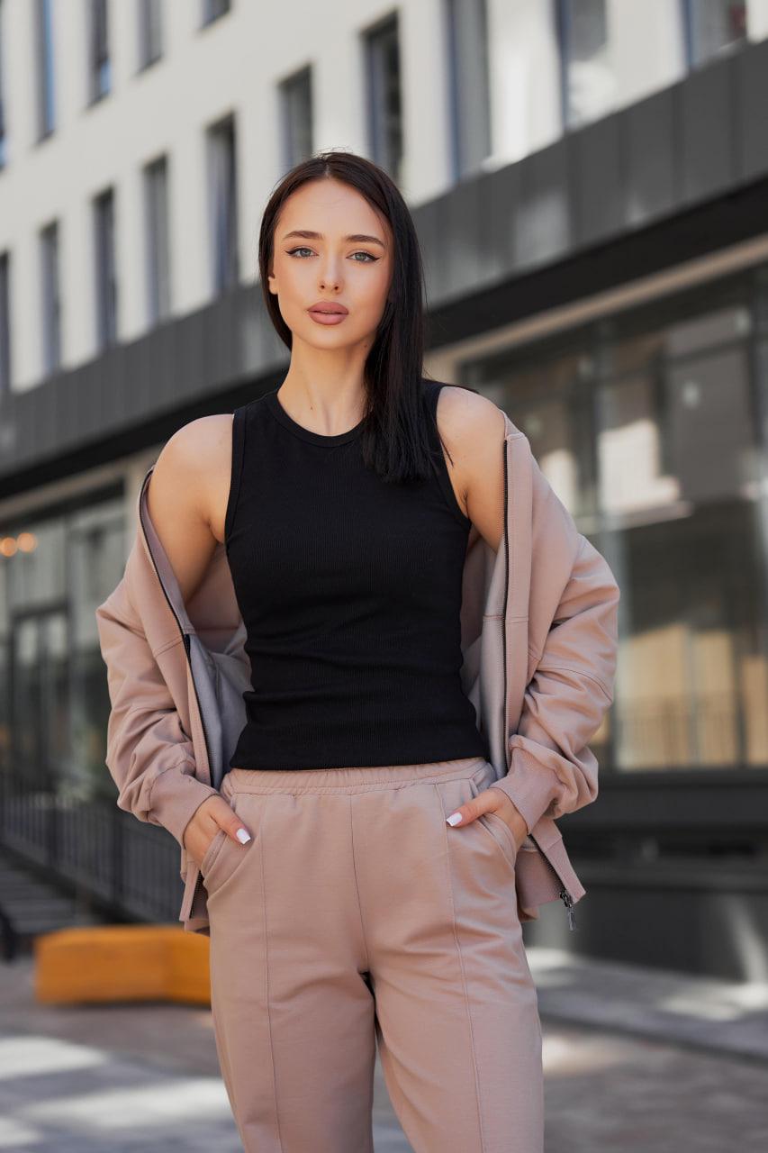 Костюм женский спортивный М154.2 на замке 2-х нить M Кофейный (96-1-61) - фото 2 Костюм женский спортивный М154.2 на замке 2-х нить M Кофейный (96-1-61) - фото 2