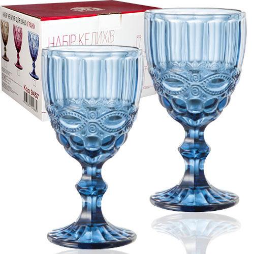 Набір бокалів для вина SNT Вінтаж 340 мл 6 шт. Кобальтовий (9456) - фото 1 Набір бокалів для вина SNT Вінтаж 340 мл 6 шт. Кобальтовий (9456) - фото 1