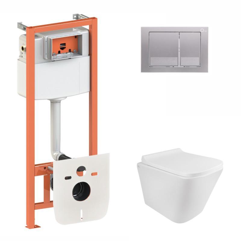 Инсталляция Q-tap 3в1 Nest QT0133M425 с панелью смыва QT0111M06029SAT + унитаз с сиденьем Tern QT1733052ERW (10413)