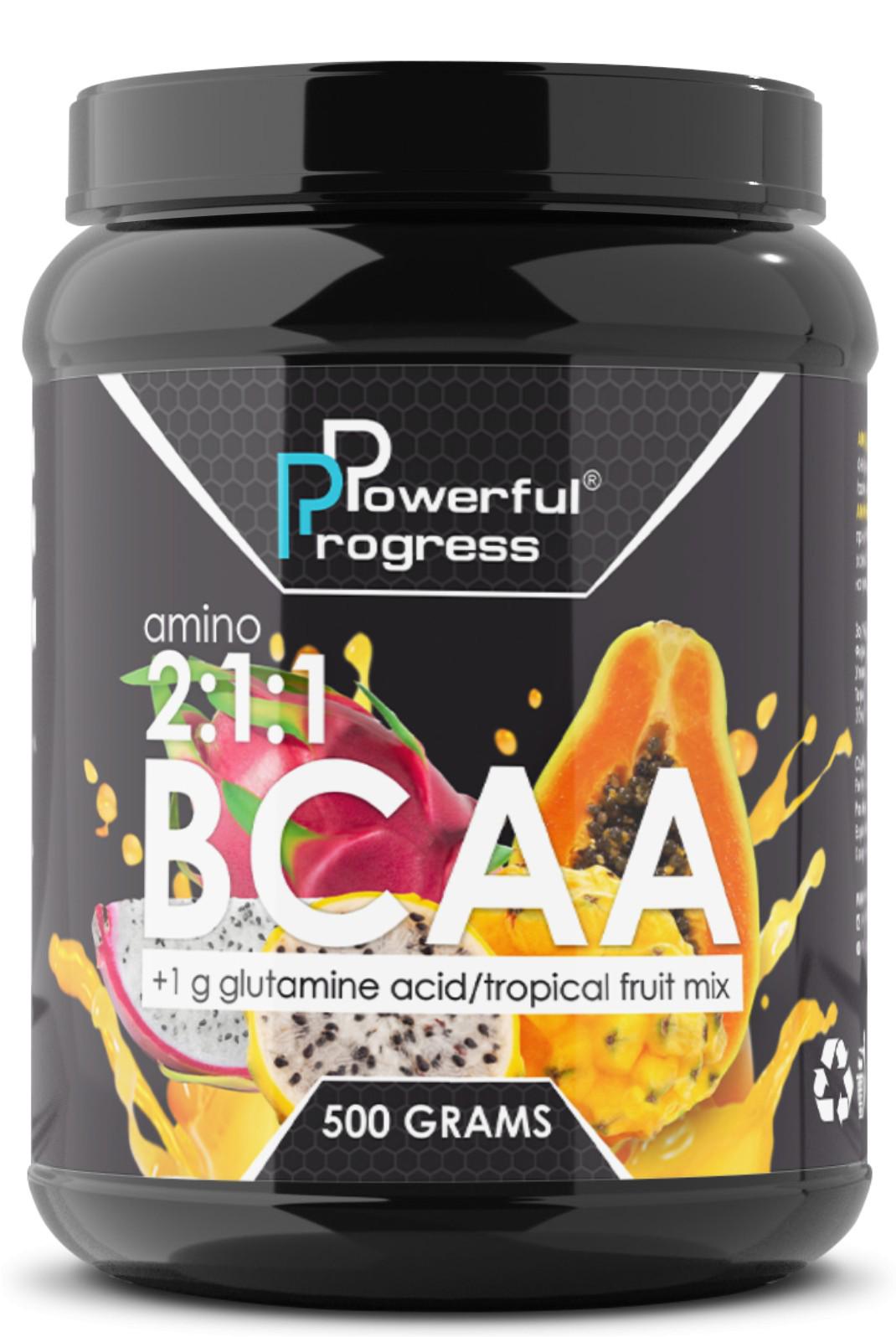 Амінокислота Powerful Progress BCAA 2:1:1 Amino Тропічні фрукти 500 г