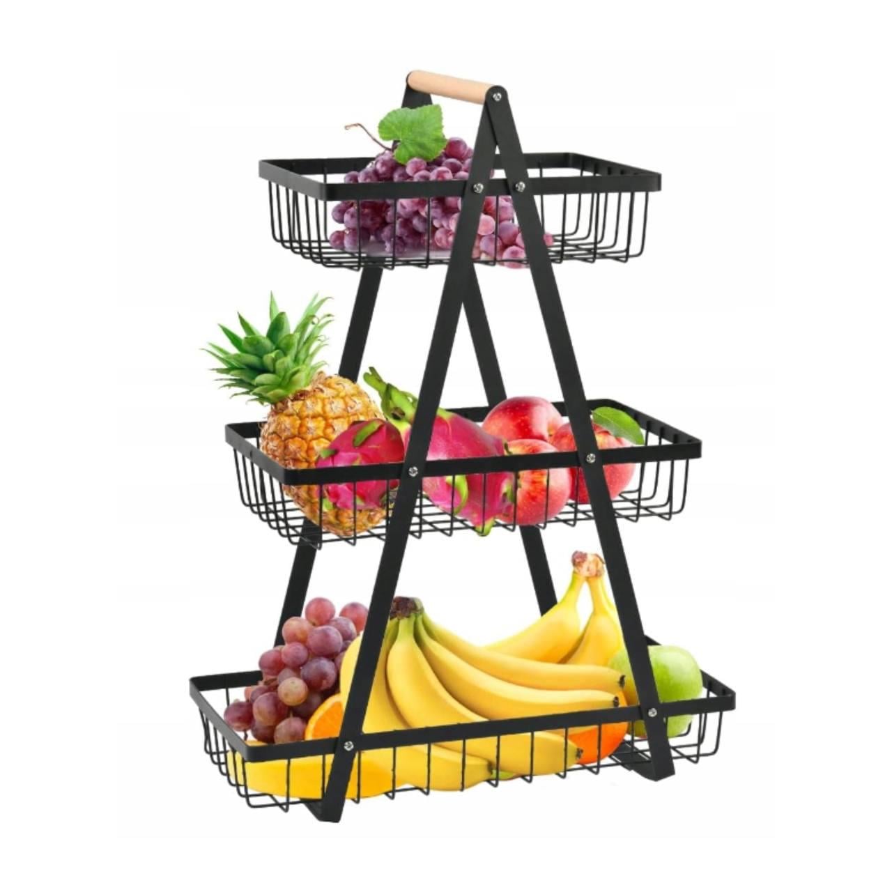 Корзина для фруктов металлическая 3 яруса Черный (e83cd6ba)