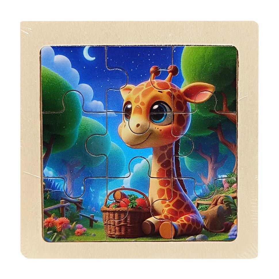 Пазл-вкладиш дерев'яний дитячий Жирафа MD 1506-21 9 ел. (RLT52742)