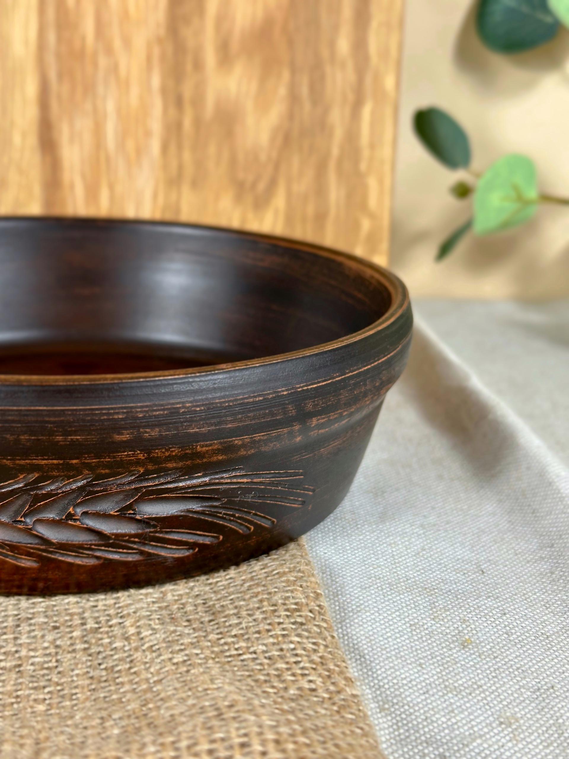 Миска під бануш різьблена глиняна Гражда Колосок 1,1 л (13002-16) - фото 2