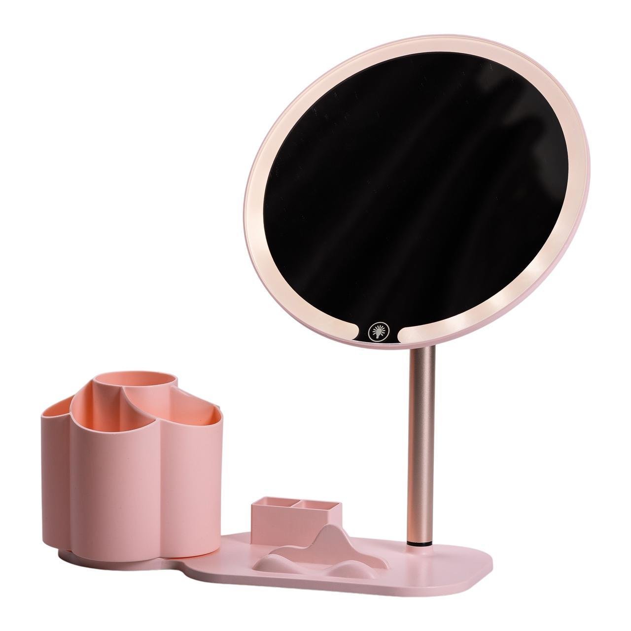 Зеркало для макияжа с подсветкой круглое настольное HP-10-9AP с подставкой Ø21 см Розовый (A-033802) - фото 8 Зеркало для макияжа с подсветкой круглое настольное HP-10-9AP с подставкой Ø21 см Розовый (A-033802) - фото 8
