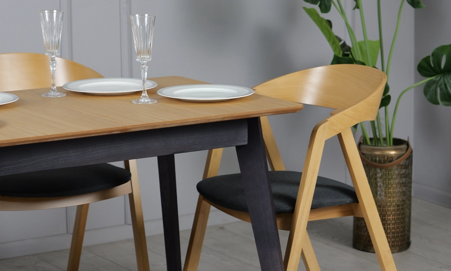 Стол раскладной Милан из массива дерева ножки черные 1100/1400x700x750 мм Дуб (2147484285) - фото 9